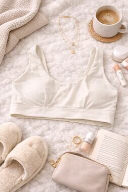 Parade Women's Pullover Scoop Neck Bralette Bra Cotton Off White Size S